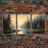 Forest Wall Art, Trees Art Print, Sunset Art, Forest Wall Art, Canvas Print, Wall Art, 3 Piece Wall Art, Dorm Room Art, Ranch House Decor