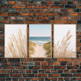 Framed Beach Photography Prints, 3 Piece Set, Minimalist Boho Beach Decor, Beach House Art, Rustic Decor, 3 Panel Art Prints