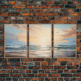 Beach Wall Art, Seascape Print, Sunset Wall Art, Canvas Print, Wall Art, 3 Piece Wall Art, Beach House Wall Decor, Home Office Art, RV Decor