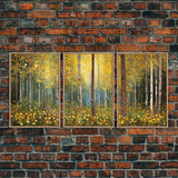 Forest Wall Art, Trees Art Print, Wildflower Wall Art, Canvas Print, Wall Art, 3 Piece Wall Art, Birthday Gift, Farmhouse Wall Art, RV Decor