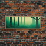 Emerald Green Forest Landscape, Panoramic Art, Framed Canvas, Framed Wall Art, Wall Art With Frame