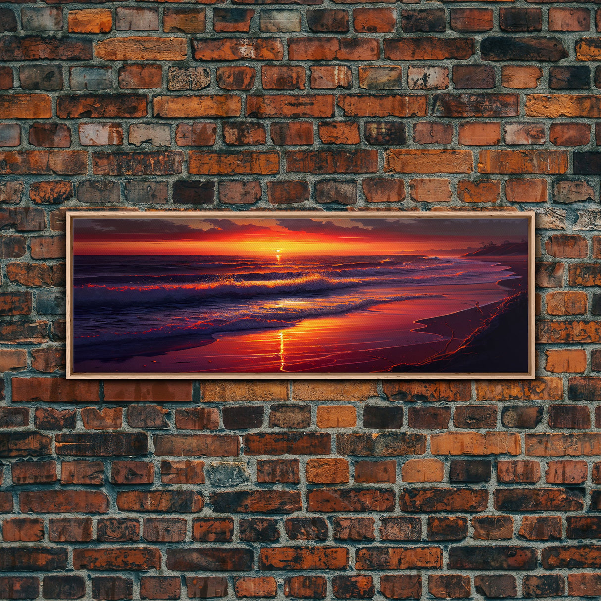 Large Art Sunset, Beach landscape, Coastal Art Print, Beach House, Coastal Decor, Beach Painting, Sunset Art, Framed/Unframed Canvas/Print