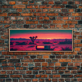 Surrealist Art, Retro TV Abandoned In The Desert, Statement Piece, but what? -  Framed Canvas Print - Synthwave Sunset Desert Art