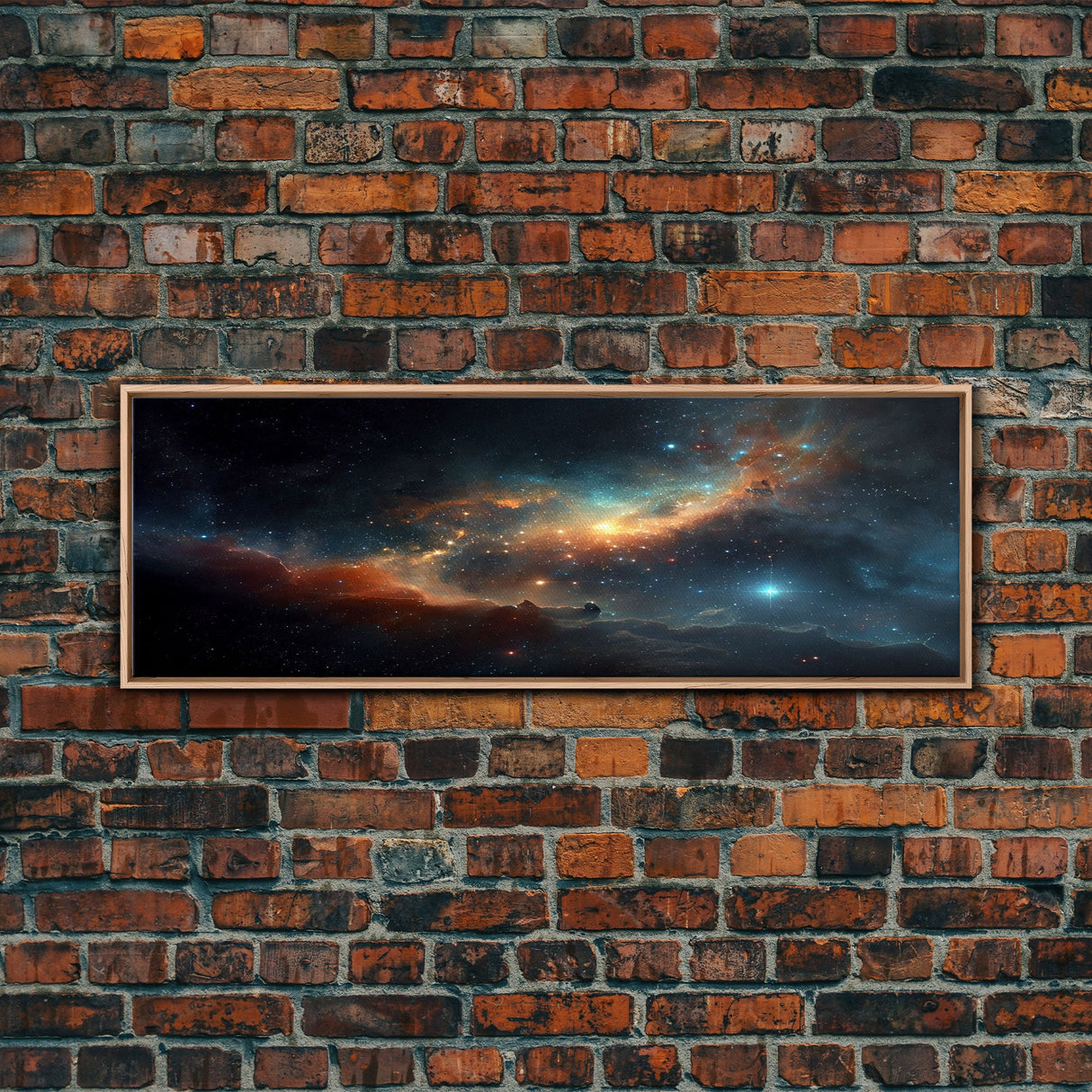 Starry Night Sky Canvas Print, Original Astral Bodies Painting Print, Panoramic / Large Format Wall Art, Framed Art