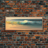 Panoramic Ocean Beach canvas prints Sea landscape Nautical photo Coastal canvas print Sea wave canvas Extra large wall art  Ready to hang