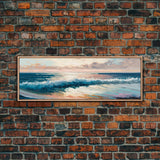 Panoramic Ocean Beach canvas prints Sea landscape Nautical photo Coastal canvas print Sea wave canvas Extra large wall art  Ready to hang