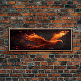 Panoramic Canvas Print Of "The Phoenix" - Rebirth Art - Framed Canvas Art - Framed Wall Art - Incredibly Beautiful Phoenix Decor