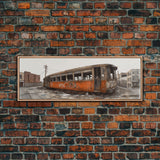 Abandoned Orange Train, Graffiti Art, Urban Art Print, Street Art, Wall Decor, Large Canvas Print, Panoramic, Wall Art, Canvas Print