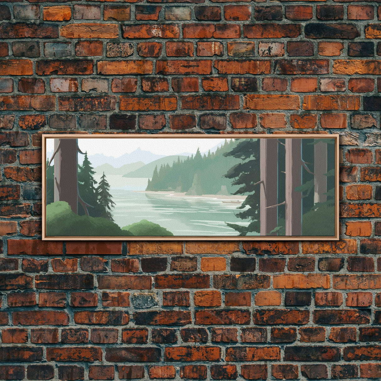 Nature Landscape Wall Art Print, Lake, River, Trees, Mountain, Wall Decor, Large Canvas Art Print, Panoramic, Wall Art, Canvas Print