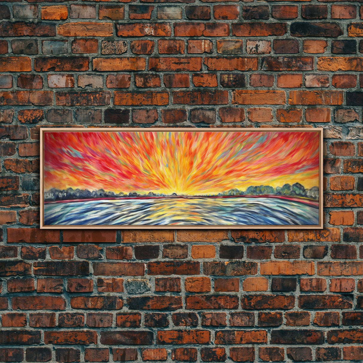 Abstract Beach Wall Art, Colorful Abstract Nature, Framed Abstract Print Art, Sunset, Beach, Vibrant Art, Panoramic, Wall Art, Canvas Print