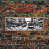 Big City Canvas Print, City Art, Cars, Bus, Buildings, Large Urban Art Print, Original Art, Wall Decor, Panoramic, Wall Art, Canvas Print