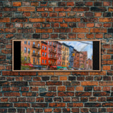 Colorful Abstract Row Of Buildings City Canvas Print, Large Urban Art Print, Cityscape Art, Vibrant Art, Panoramic, Wall Art, Canvas Print