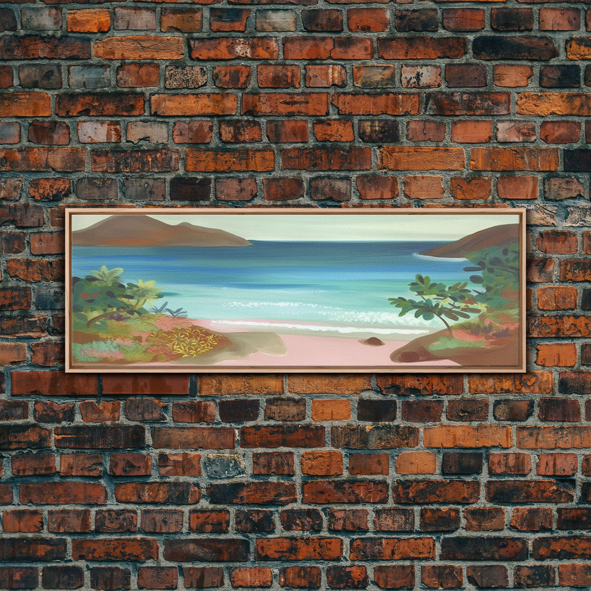 Pastel Beach Wall Art Canvas Print, Beach Sand Wall Art, Seascape Wall Decor, Beach Wall Art Large, Panoramic, Wall Art, Canvas Print