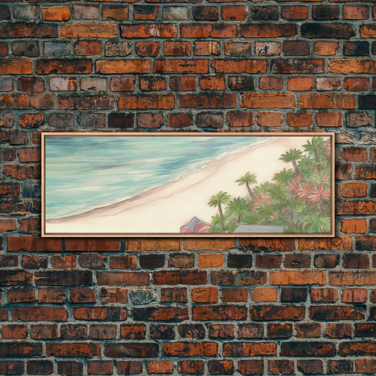 Beach Scene Art Canvas Print, Seashore, Seascape, Canvas Beach Wall Art, Tropical Beach, Waves Wall Art, Panoramic, Wall Art, Canvas Print