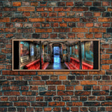 Urban Art Print, Graffiti On Abandoned Subway Train Canvas Print, Wall Decor, Large Framed Canvas Print, Panoramic, Wall Art, Canvas Print