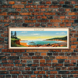 Acadia National Park, Panoramic Maine Travel Art, National Park Print, Minimalist Travel Art, Midcentury Modern Style Landscape