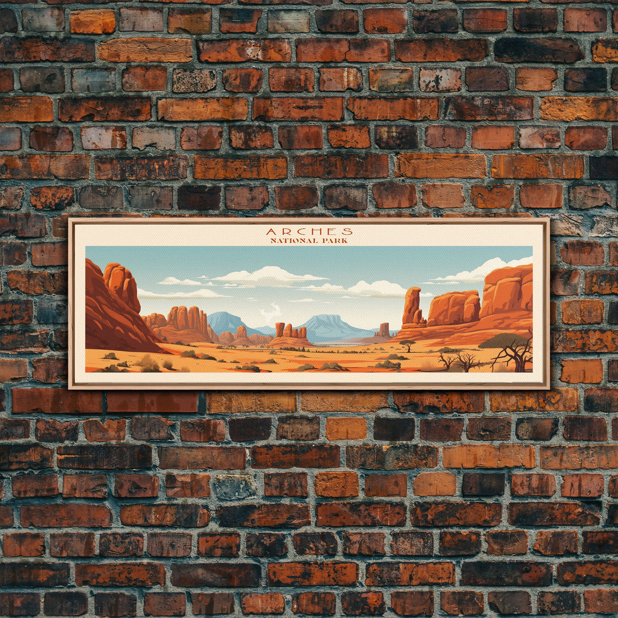 Arches National Park, Panoramic Utah Travel Art, National Park Print, Minimalist Travel Art, Midcentury Modern Style Landscape