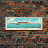 Dry Tortugas National Park, Panoramic Florida Travel Art, National Park Print, Minimalist Travel Art, Midcentury Modern Style Landscape