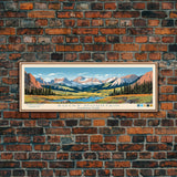 Rocky Mountain National Park Panoramic Colorado Travel Art, National Park Print, Minimalist Travel Art, Midcentury Modern Style Landscape