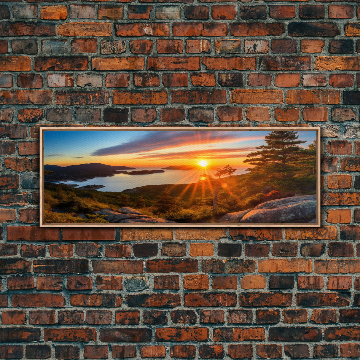 Photographic Panoramic of Acadia National Park, Sunset Photography, National Park Art, Framed Canvas Print, Landscape Photography