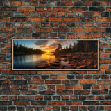 Photographic Panoramic of Acadia National Park, Sunset Photography, National Park Art, Framed Canvas Print, Landscape Photography