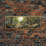 Watercolor Panoramic of Acadia National Park, Sunset Watercolor Painting, National Park Art, Framed Canvas Print, Landscape Painting