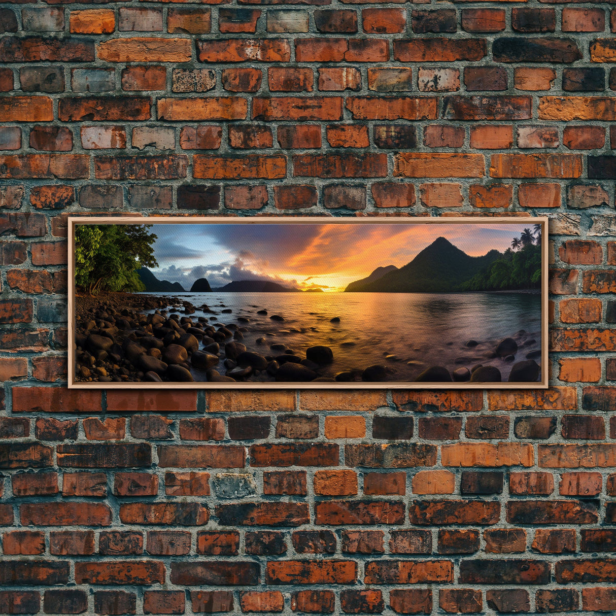 Photographic Panoramic of American Samoa National Park, Sunset Photography, National Park Art, Framed Canvas Print, Landscape Photography