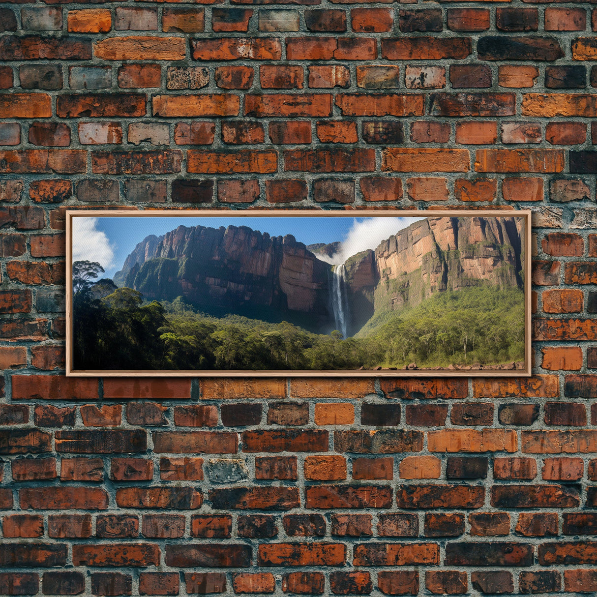 Photographic Panoramic of Angel Falls Venezuela, Sunset Photography, National Park Art, Framed Canvas Print, Landscape Photography