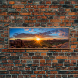 Photographic Panoramic of Arches National Park, Sunset Photography, National Park Art, Framed Canvas Print, Landscape Photography