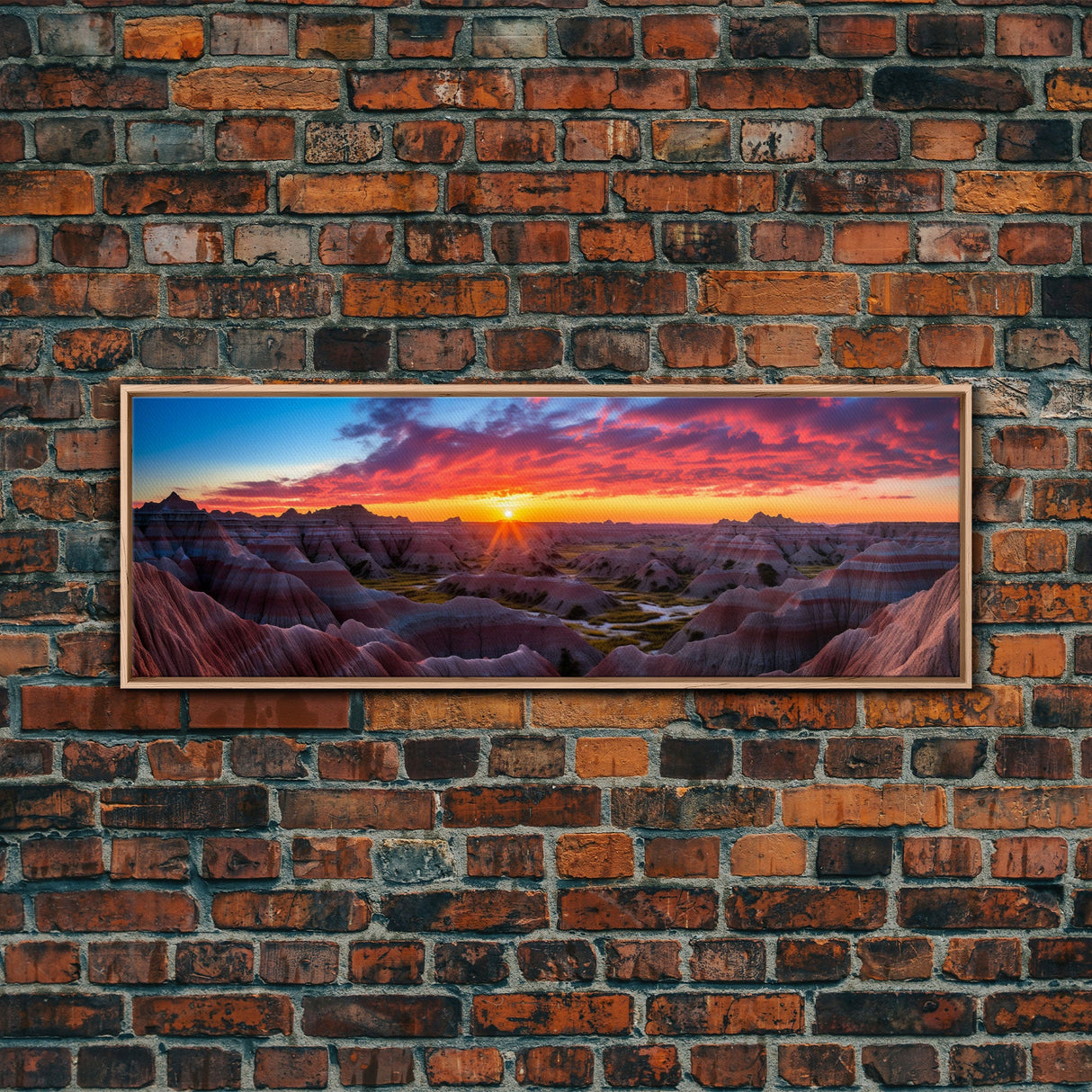 Photographic Panoramic of Badlands National Park, Sunset Photography, National Park Art, Framed Canvas Print, Landscape Photography