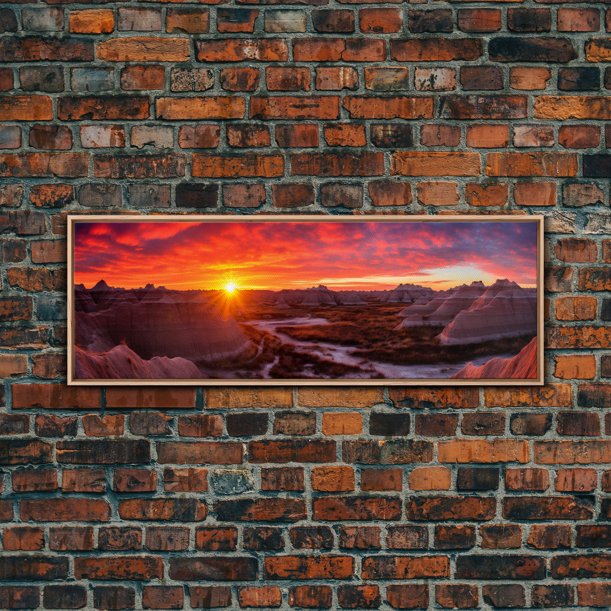 Photographic Panoramic of Badlands National Park, Sunset Photography, National Park Art, Framed Canvas Print, Landscape Photography