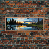 Photographic Panoramic of Banff National Park, Sunset Photography, National Park Art, Framed Canvas Print, Landscape Photography