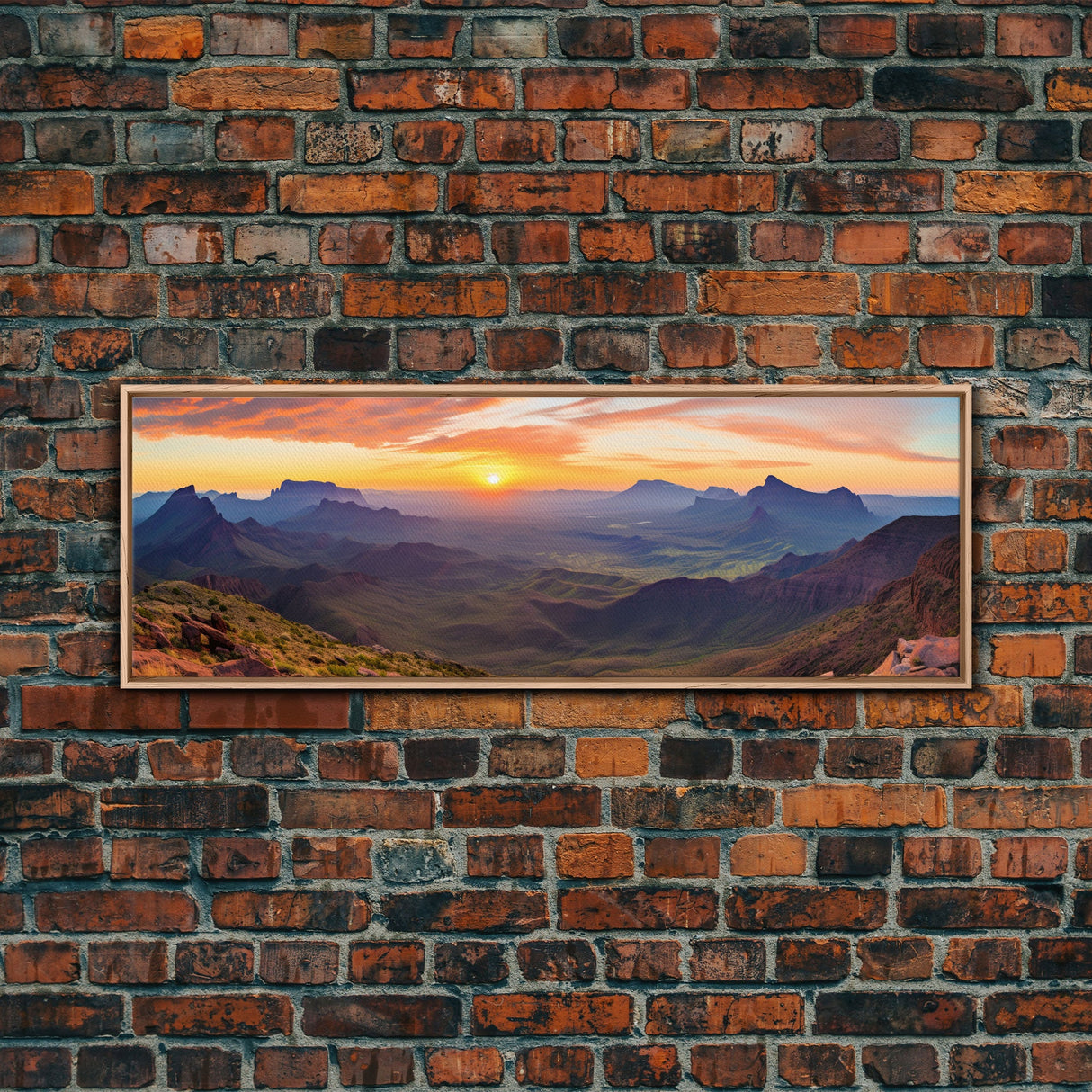 Photographic Panoramic of Big Bend National Park, Sunset Photography, National Park Art, Framed Canvas Print, Landscape Photography