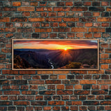 Photographic Panoramic of Black Canyon Of The Gunnison National Park, Sunset Photography, Framed Canvas Print, Landscape Photography