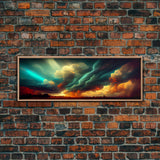 A Rain Storm, Texas Art, Framed Canvas Print, Panoramic Wall Art, Extra Large Art, Huge Wall Art, Above Couch / Sofa Living Room Art