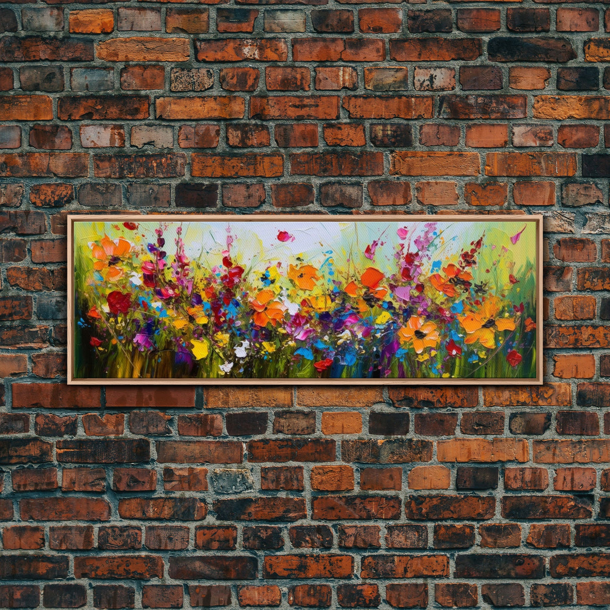 Panoramic Wildflowers Canvas Print, Beautiful Ultra-Wide Wall Art, Original Flower Painting, Floral Art, Botantical Wall Art, Oil Painting