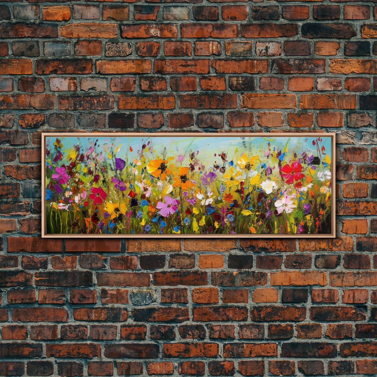 Panoramic Wildflowers Canvas Print, Beautiful Ultra-Wide Wall Art, Original Flower Painting, Floral Art, Botantical Wall Art, Oil Painting