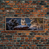 Panoramic Photo Print Of a Timber Wolf, Framed Canvas Print, Photography Print, Lakehouse Wall Art, Rustic Decor, Farmhouse Decor