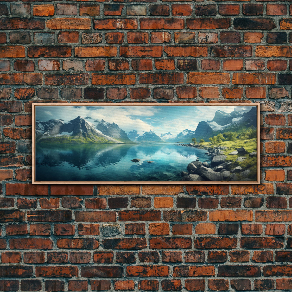 Panoramic Photography Print Of Fjords of Norway, Framed Canvas Print, Panoramic Landscape Photography Art