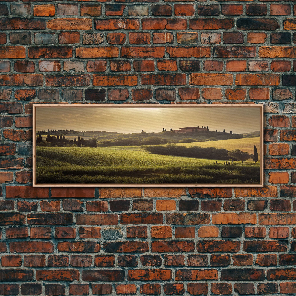 Italian Countryside at Sunset, Extra Large Wall Art, Framed Panoramic Canvas Print, Framed Wall Decor