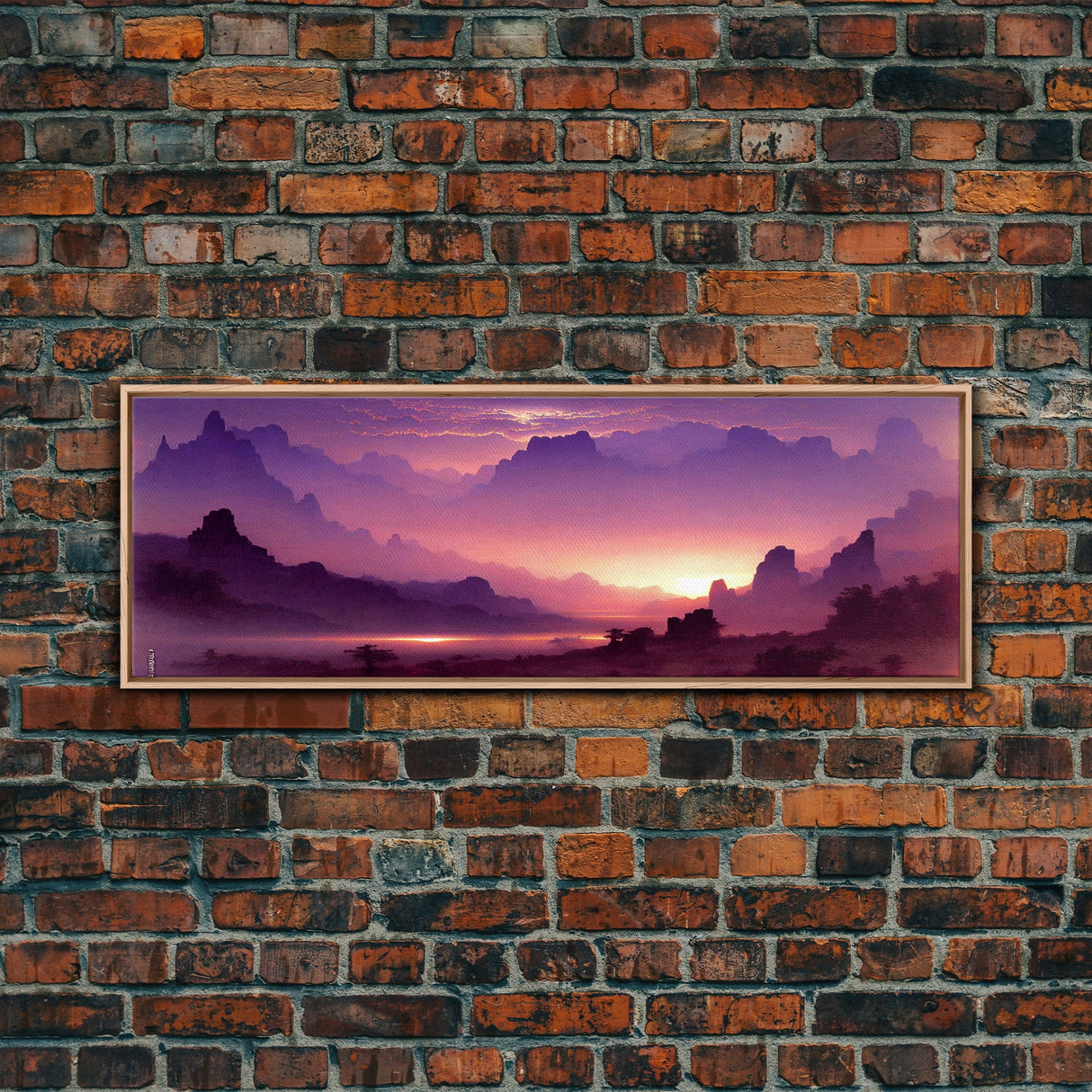 A Beautiful Mountain Scene at Sunset, Extra Large Wall Art, Framed Panoramic Canvas Print, Framed Wall Art