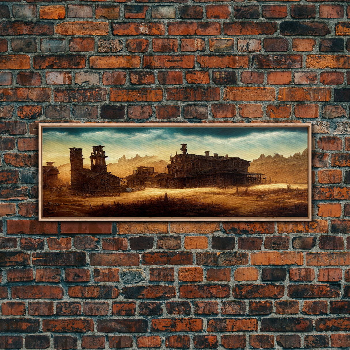 Abandoned Wild West Mining Town, Extra Large Wall Art, Framed Panoramic Canvas Print, Framed Wall Art