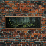 The Reclaimed Graveyard Panoramic Canvas Print, Framed Halloween Art, Spooky Decor, Halloween Art, Halloween Wall Art, Halloween Art Print