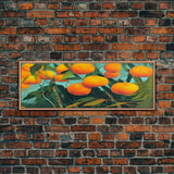 Florida Orange Trees, Abstract Art, Extra Large Wall Art, Framed Panoramic Canvas Print, Framed Wall Decor