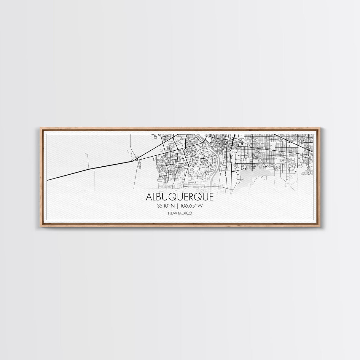 Panoramic Albuquerque City Map, New Mexico Art, Map Print, Minimalist Wall Art, Canvas Art, Housewarming Gift, Street Map Art, Closing Gift