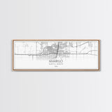 Panoramic Amarillo City Map, Texas Art, Map Print, Minimalist Wall Art, Canvas Art, Housewarming Gift, Street Map Art, Closing Gift