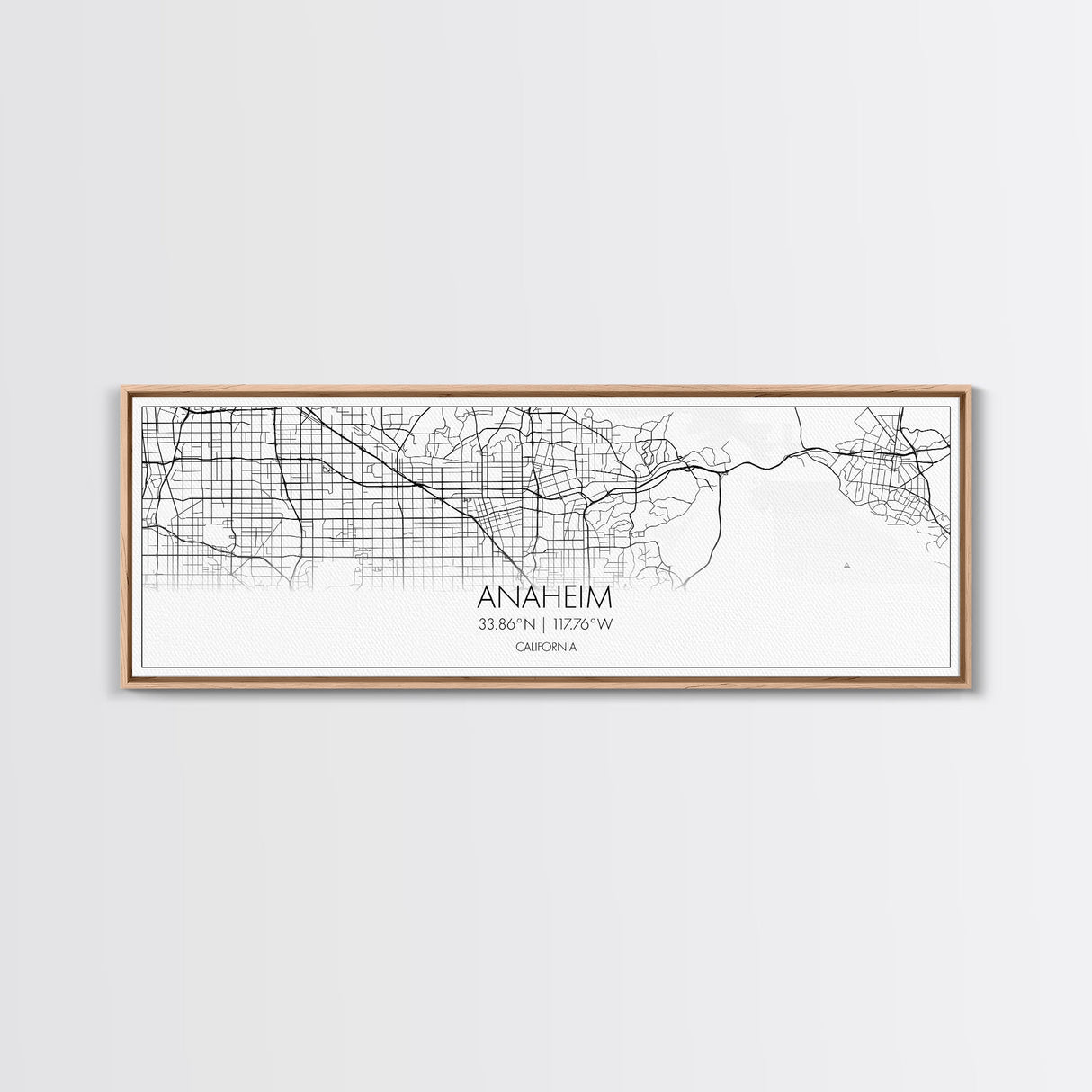 Panoramic Anaheim City Map, California Art, Map Print, Minimalist Wall Art, Canvas Art, Housewarming Gift, Street Map Art, Closing Gift