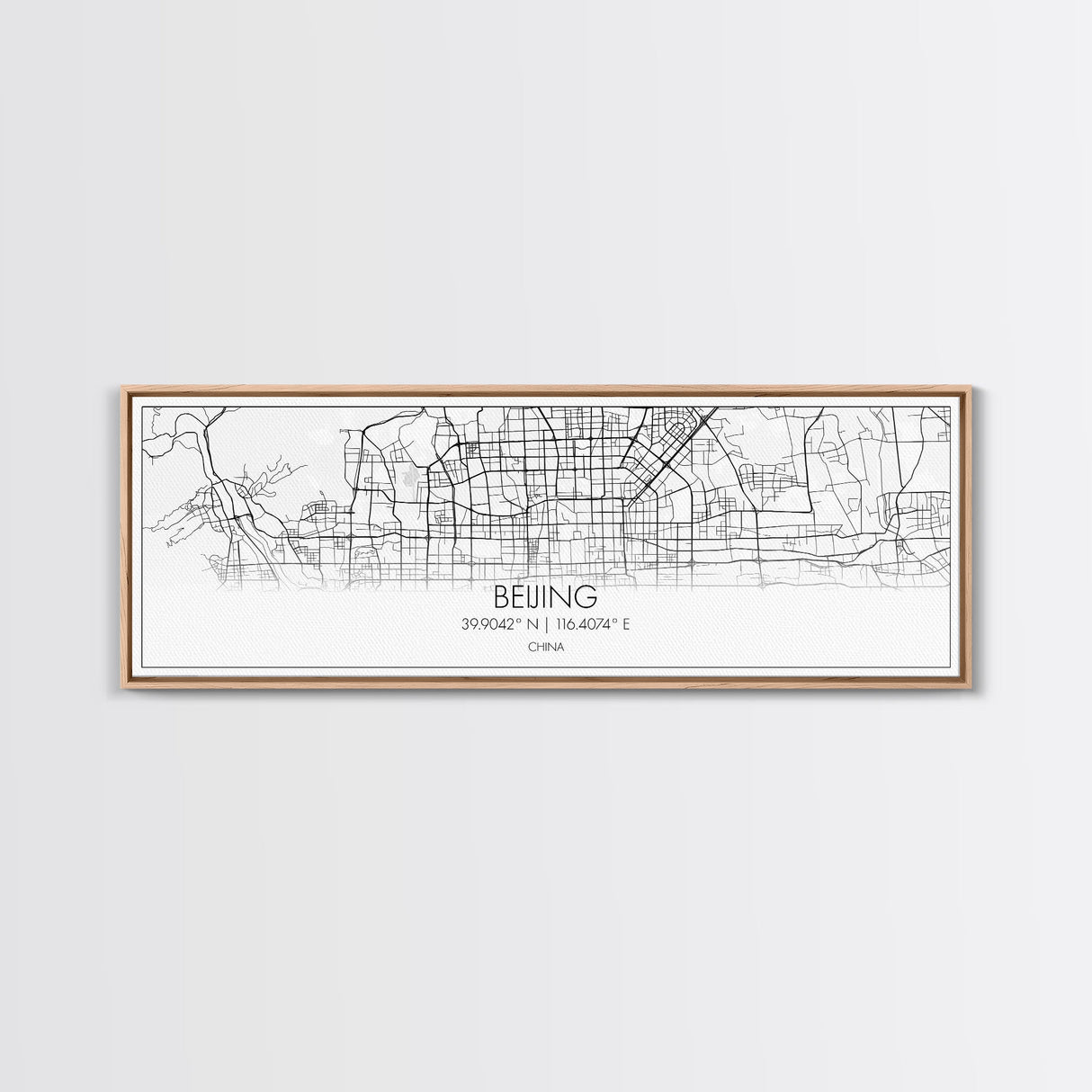 Panoramic Beijing City Map, China Art, Map Print, Minimalist Wall Art, Canvas Art, Housewarming Gift, Street Map Art, Closing Gift