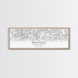 Panoramic Birmingham City Map, United Kingdom Art, Map Print, Minimalist Wall Art, Canvas Art, Housewarming Gift, Street Map, Closing Gift