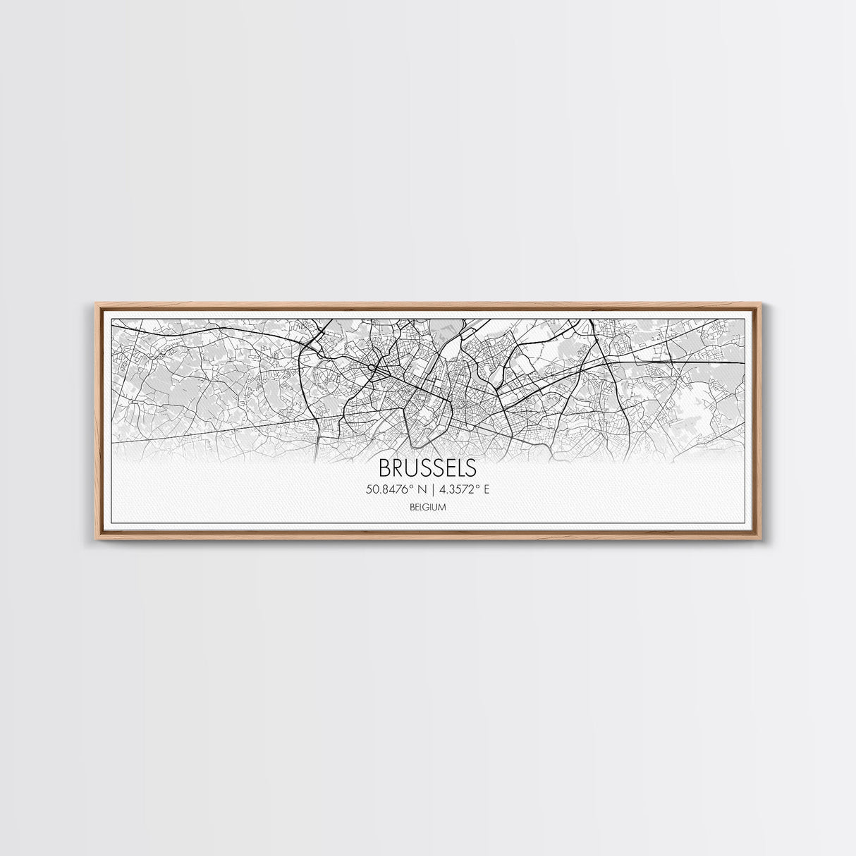 Panoramic Brussels City Map, Belgium Art, Map Print, Minimalist Wall Art, Canvas Art, Housewarming Gift, Street Map Art, Closing Gift